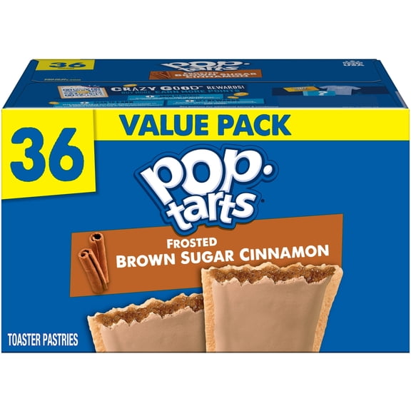 Pop-Tarts Frosted Brown Sugar Cinnamon Toaster Pastries, Breakfast Foods, Shelf-Stable, 60.9 oz (36 Count)