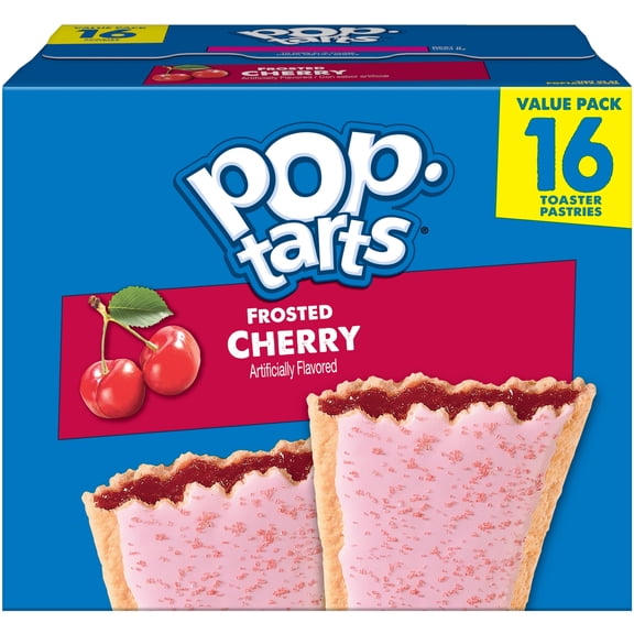 Pop-Tarts Frosted Cherry Toaster Pastries, Breakfast Foods, Shelf-Stable, 27 oz (16 Count)