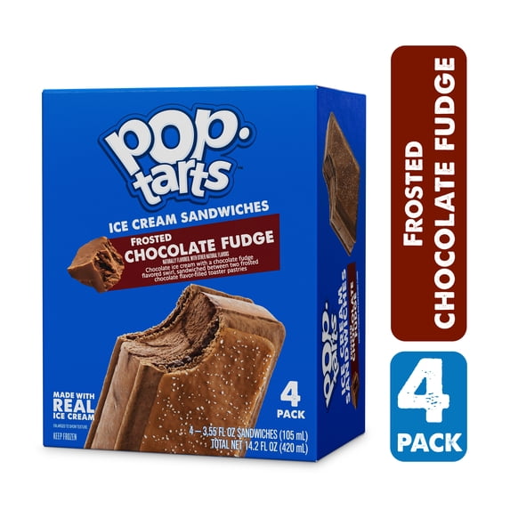 Pop-Tarts Frosted Chocolate Fudge Ice Cream Sandwiches, 3.55 fl oz, 4 pack (Frozen)