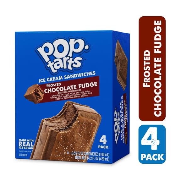 Pop-Tarts Frosted Chocolate Fudge Ice Cream Sandwiches, 3.55 fl oz, 4 pack (Frozen)