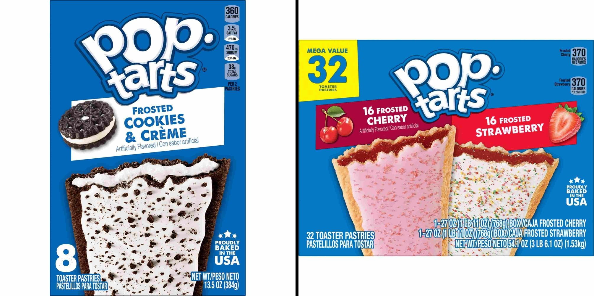 Pop-Tarts Frosted Cookies and Creme 13.5 oz 8 ct & Pop-Tarts Variety Pack Toaster 54.1 oz 32 ct