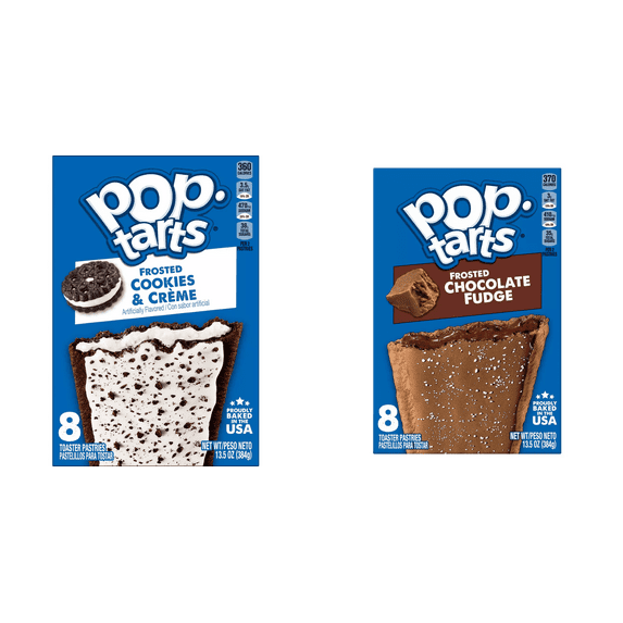 Pop-Tarts Frosted Cookies and Creme Toaster Pastries, 13.5 oz, Pop-Tarts Frosted Chocolate Fudge Toaster Pastries, 8 ct