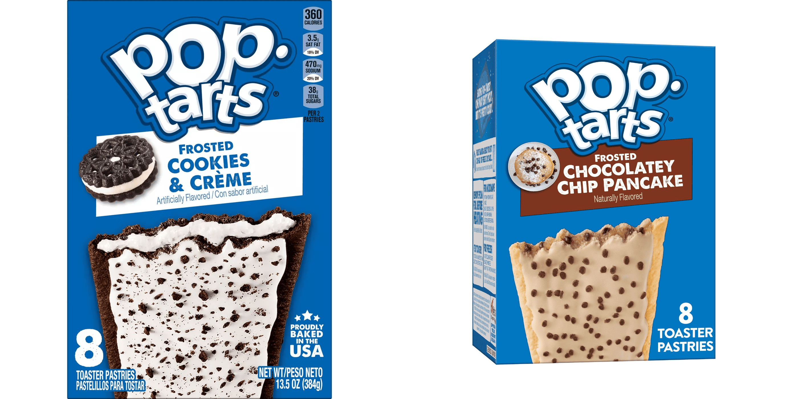 Pop-Tarts Frosted Cookies and Creme Toaster Pastries, 13.5 oz, Pop-Tarts Frosted Chocolatey Chip Pancake Toaster Pastries, 13.5 oz