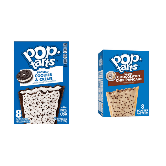 Pop-Tarts Frosted Cookies and Creme Toaster Pastries, 13.5 oz, Pop-Tarts Frosted Chocolatey Chip Pancake Toaster Pastries, 13.5 oz