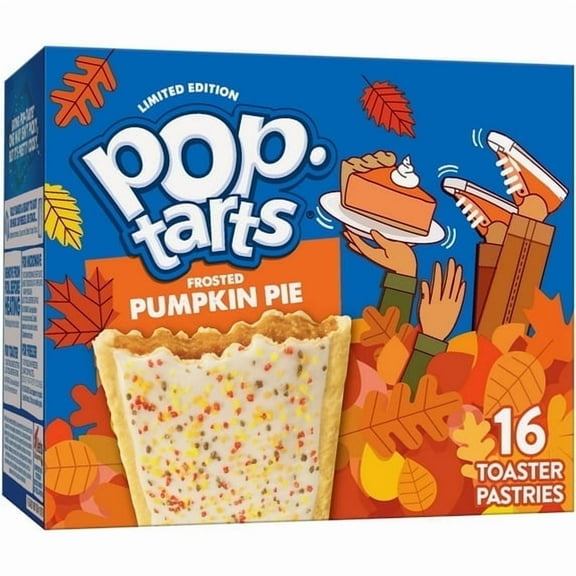 Pop-Tarts Frosted Pumpkin Pie Toaster Pastries, Breakfast Foods, Shelf-Stable, 27 oz (16 Count) - 2 Pack
