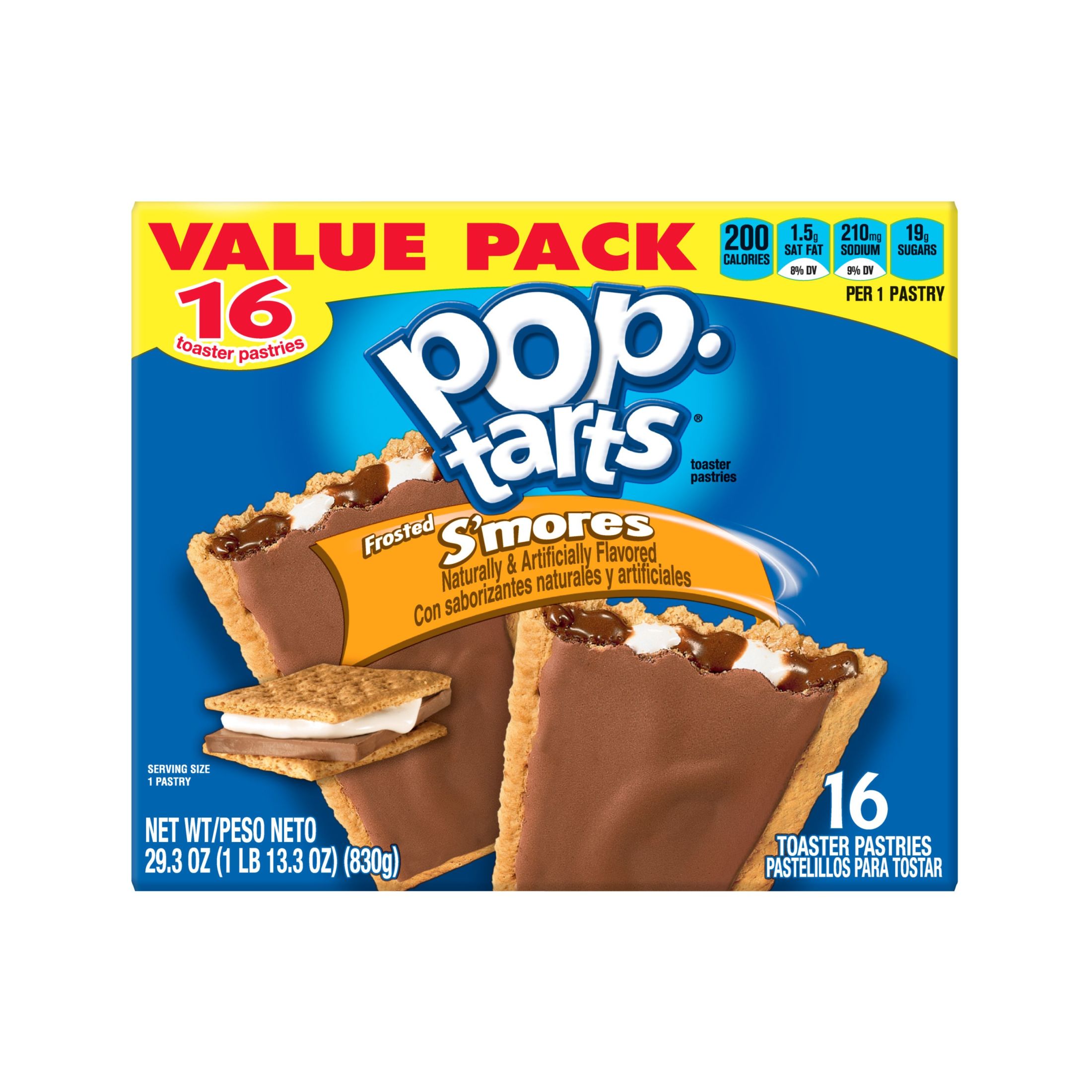 Pop-Tarts Frosted S'mores Breakfast Toaster Pastries, 29.3 oz, 16 Count - image 1 of 9