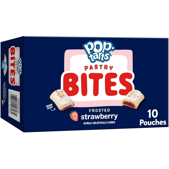 Pop-Tarts Frosted Strawberry Baked Pastry Bites, Kids Snacks, Shelf-Stable, 14.1 oz (10 Count)