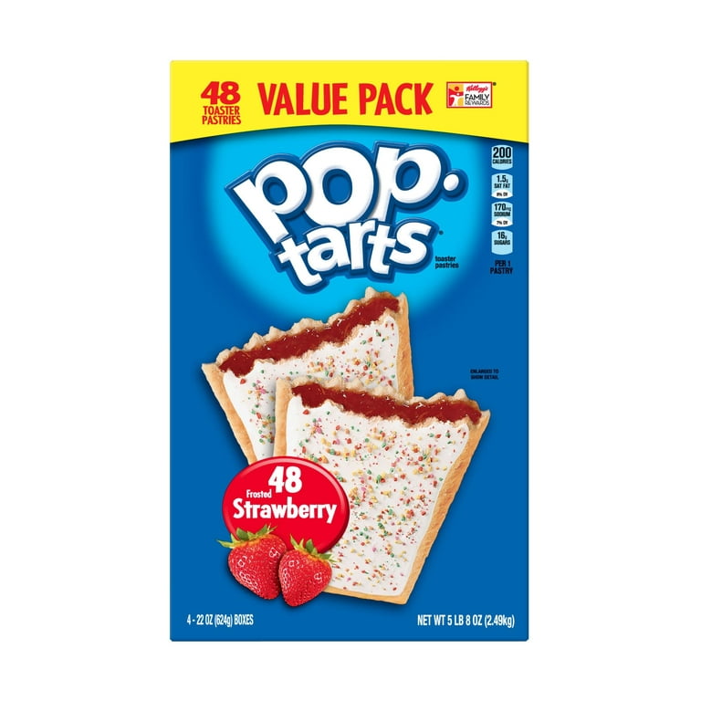 Pop-Tarts Frosted Strawberry Breakfast Toaster Pastries, 88 oz, 48
