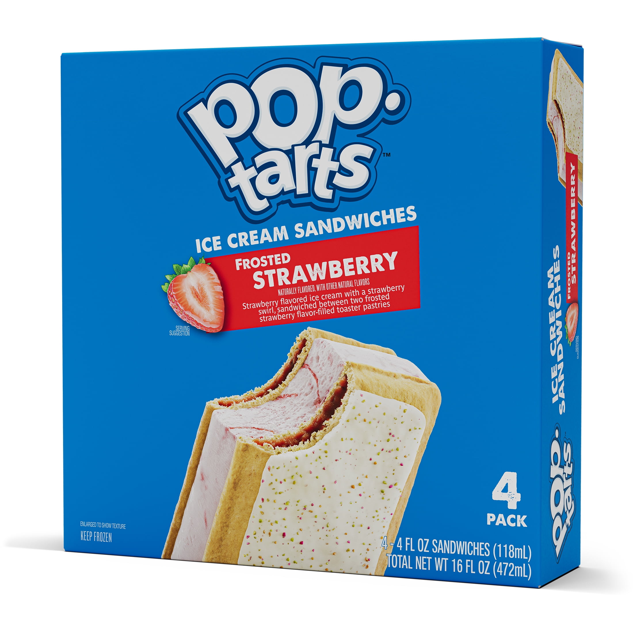 Pop-Tarts Frosted Strawberry Ice Cream Sandwiches, 2.5 fl oz, 4 pack (Frozen)