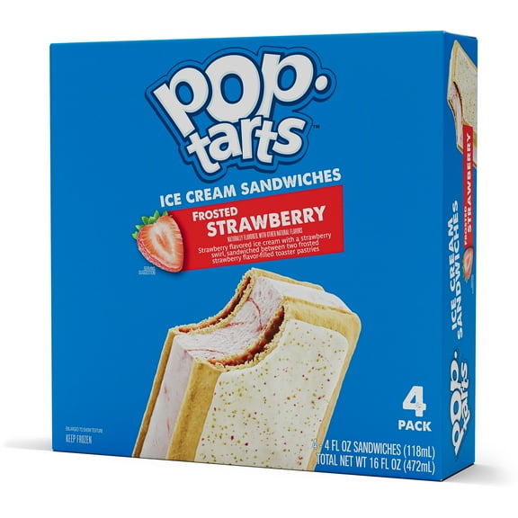 Pop-Tarts Frosted Strawberry Ice Cream Sandwiches, 4 fl oz, 4 pack (Frozen)