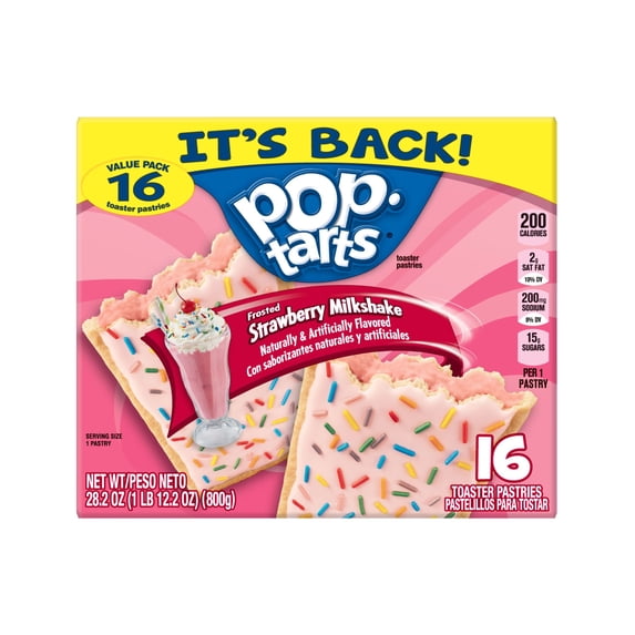 Pop-Tarts Frosted Strawberry Milkshake Breakfast Toaster Pastries, 28.2 oz, 16 Count