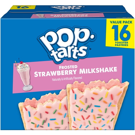 Pop-Tarts Frosted Strawberry Milkshake Toaster Pastries, Breakfast Foods, Shelf-Stable, 27 oz (16 Count)