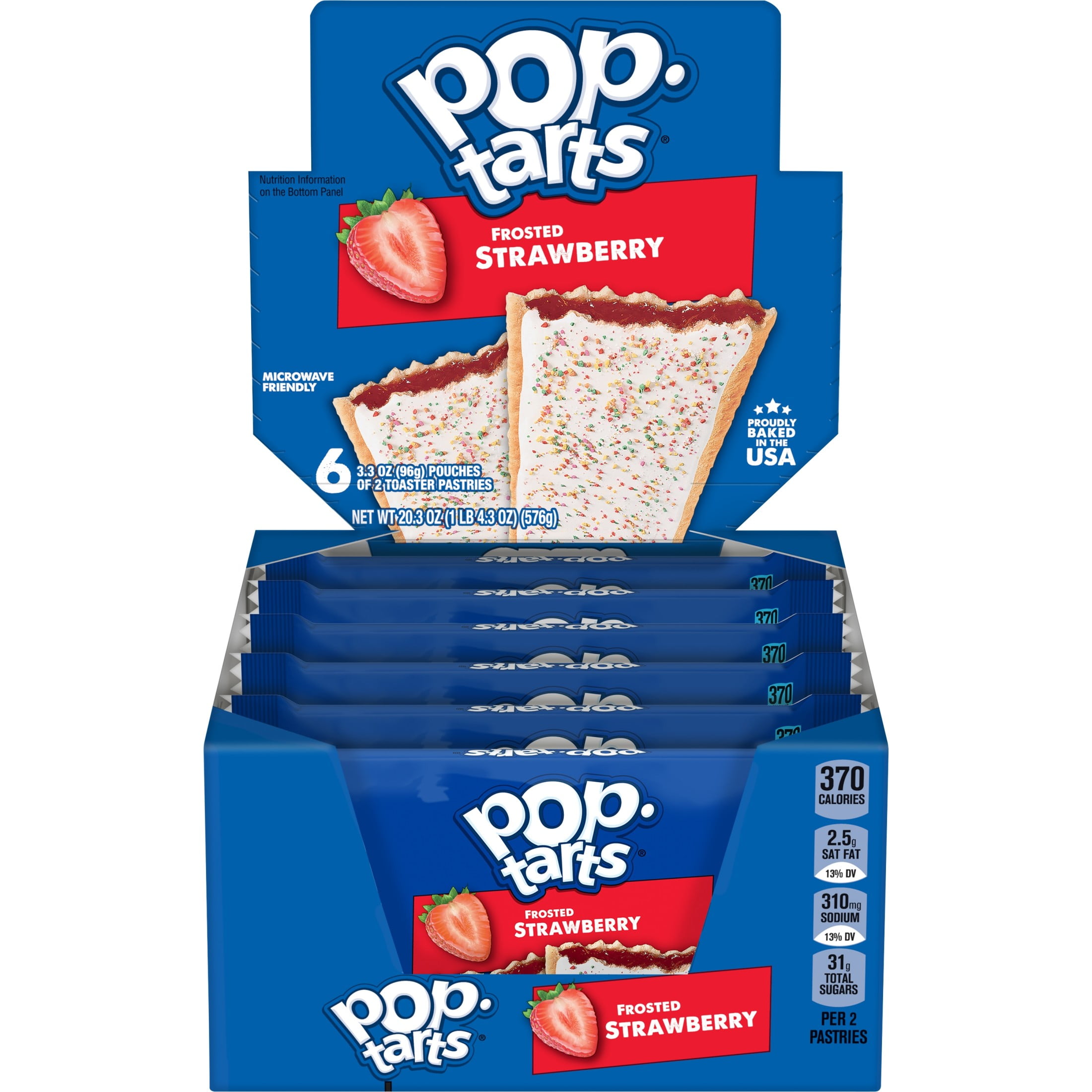 Pop-Tarts Frosted Strawberry Toaster Pastries, Breakfast Foods, Shelf-Stable, 20.3 oz (12 Count)
