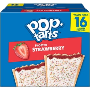 Pop-Tarts Toaster Pastries, Breakfast Foods, Kids Snacks, Value Pack, Frosted Strawberry (16 Pop-Tarts)