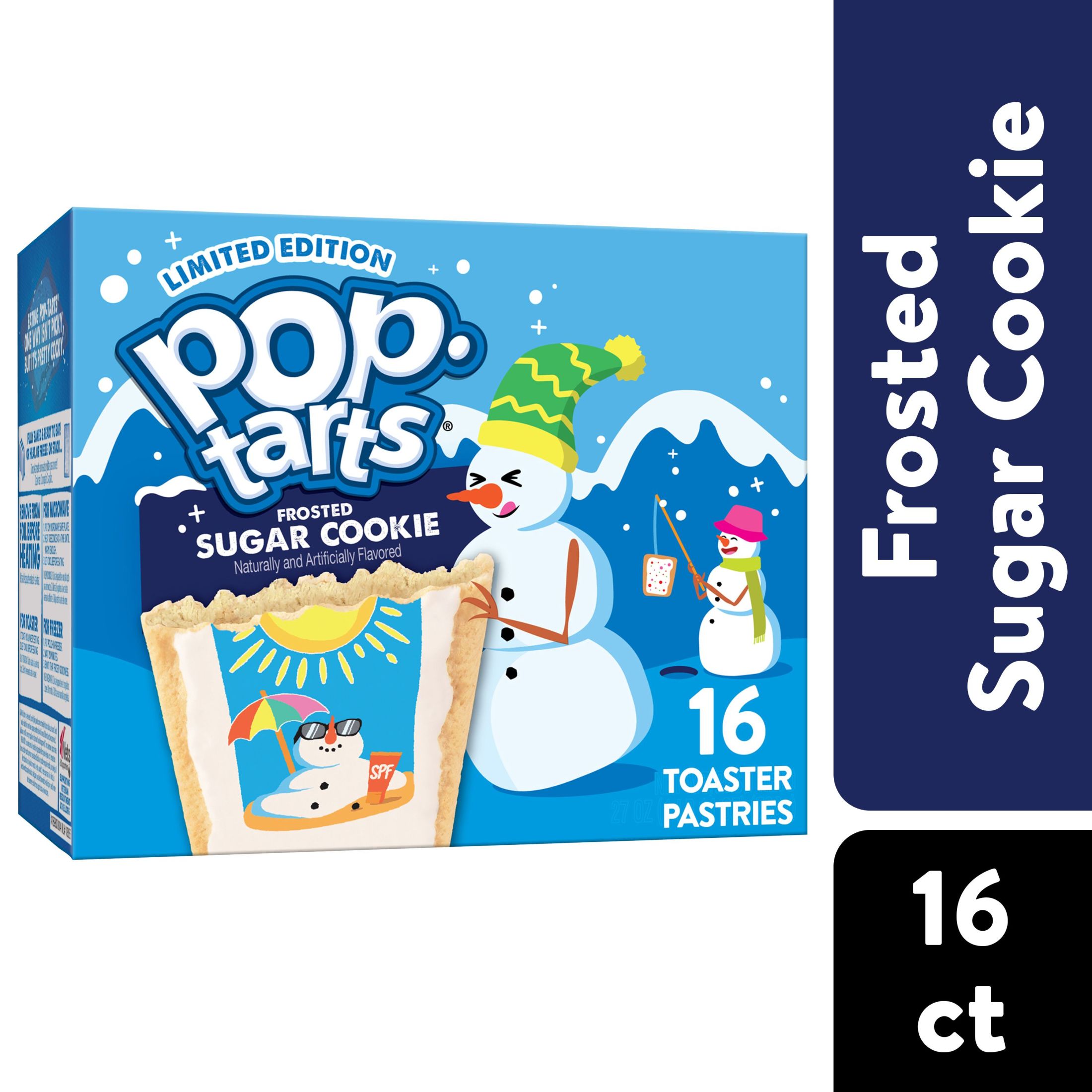 Pop-Tarts Frosted Sugar Cookie Instant Breakfast Toaster Pastries, Shelf-Stable, Ready-to-Eat, Holiday Snack Foods, 27 oz, 16 Count Box - image 1 of 12