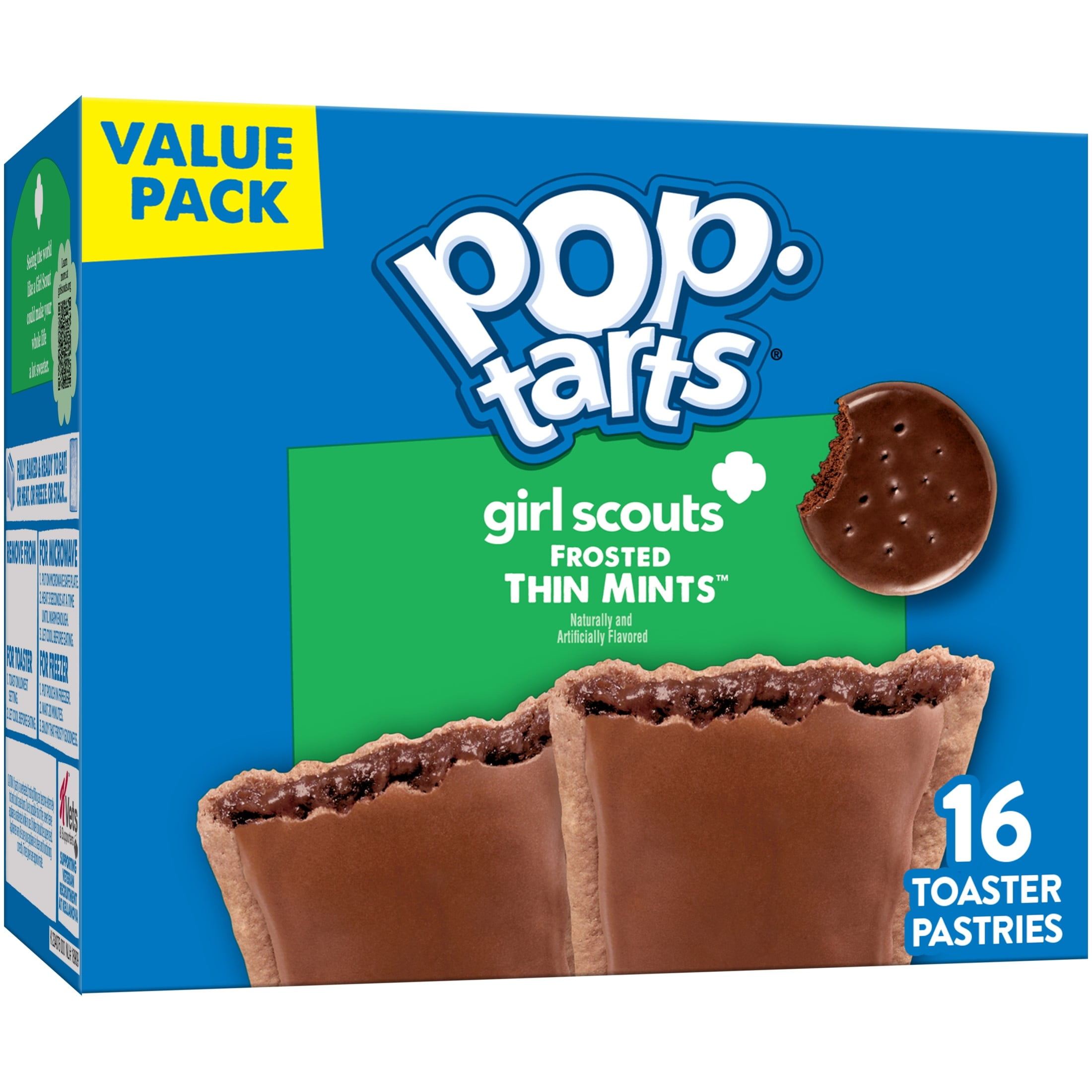 Pop-Tarts Frosted Thin Mints Toaster Pastries, Breakfast Foods, Shelf-Stable, 27 oz (16 Count)