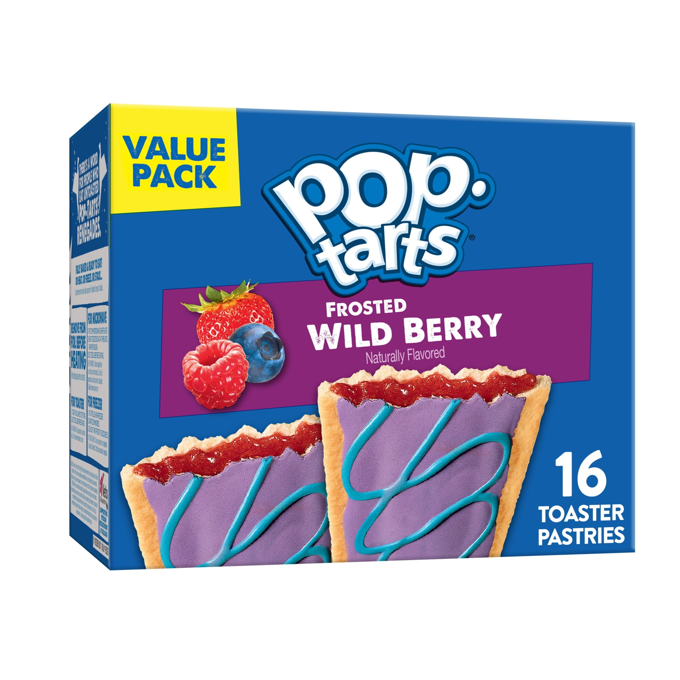 Pop-Tarts Frosted Wild Berry Toaster Pastries, Breakfast Foods, Shelf-Stable, 27 oz (16 Count)