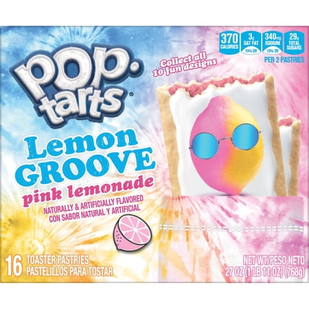 Pop-Tarts Lemon Groove Frosted Pink Lemonade Toaster Pastries, Shelf-Stable, Ready-to-Eat, Instant, 16 Count Box