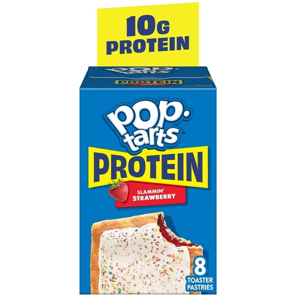 Pop-Tarts Protein Slammin' Strawberry Toaster Pastries, 10g Protein, Shelf-Stable, 14.3 oz (8 Count)