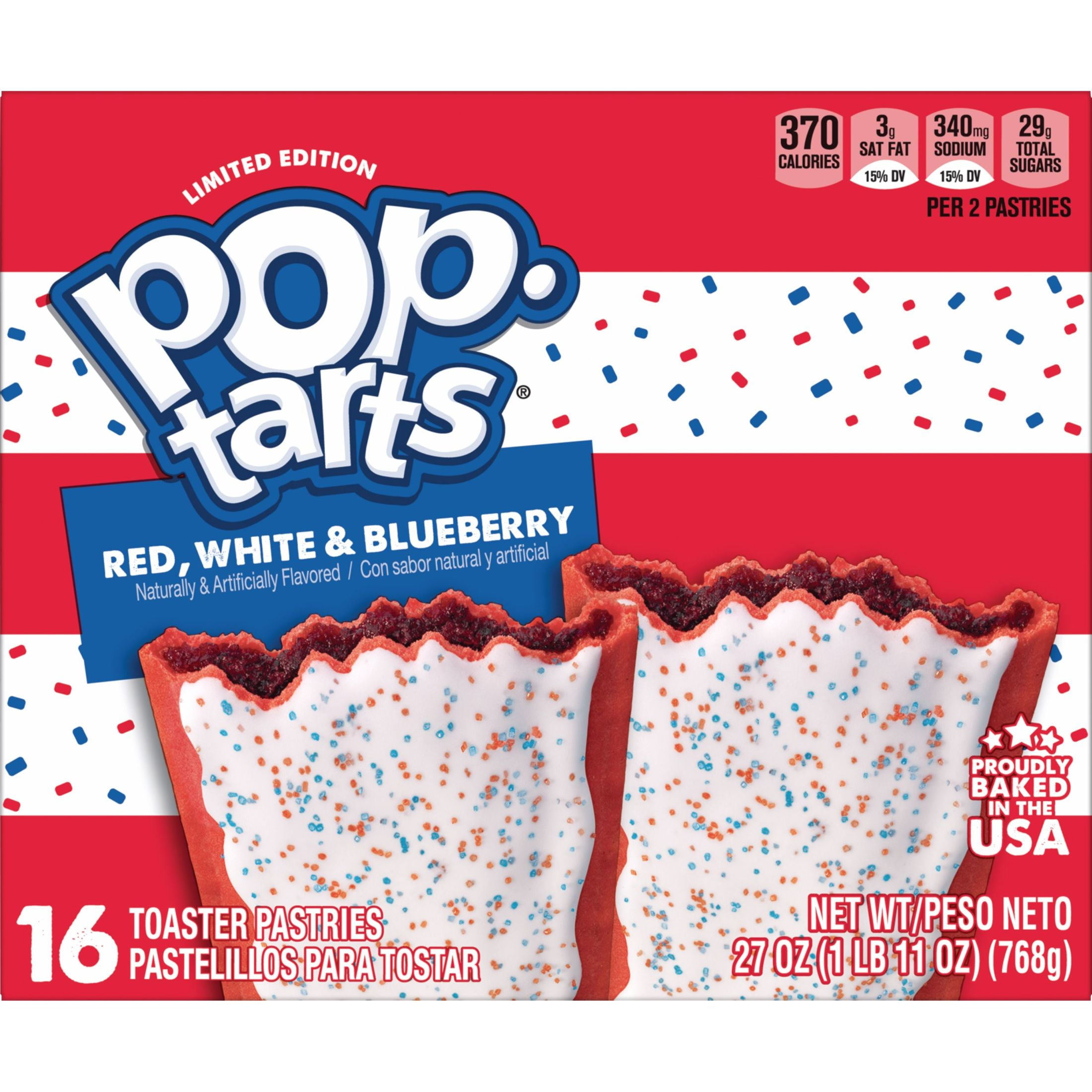 PopTarts Red, White and Blueberry Instant Breakfast Toaster Pastries