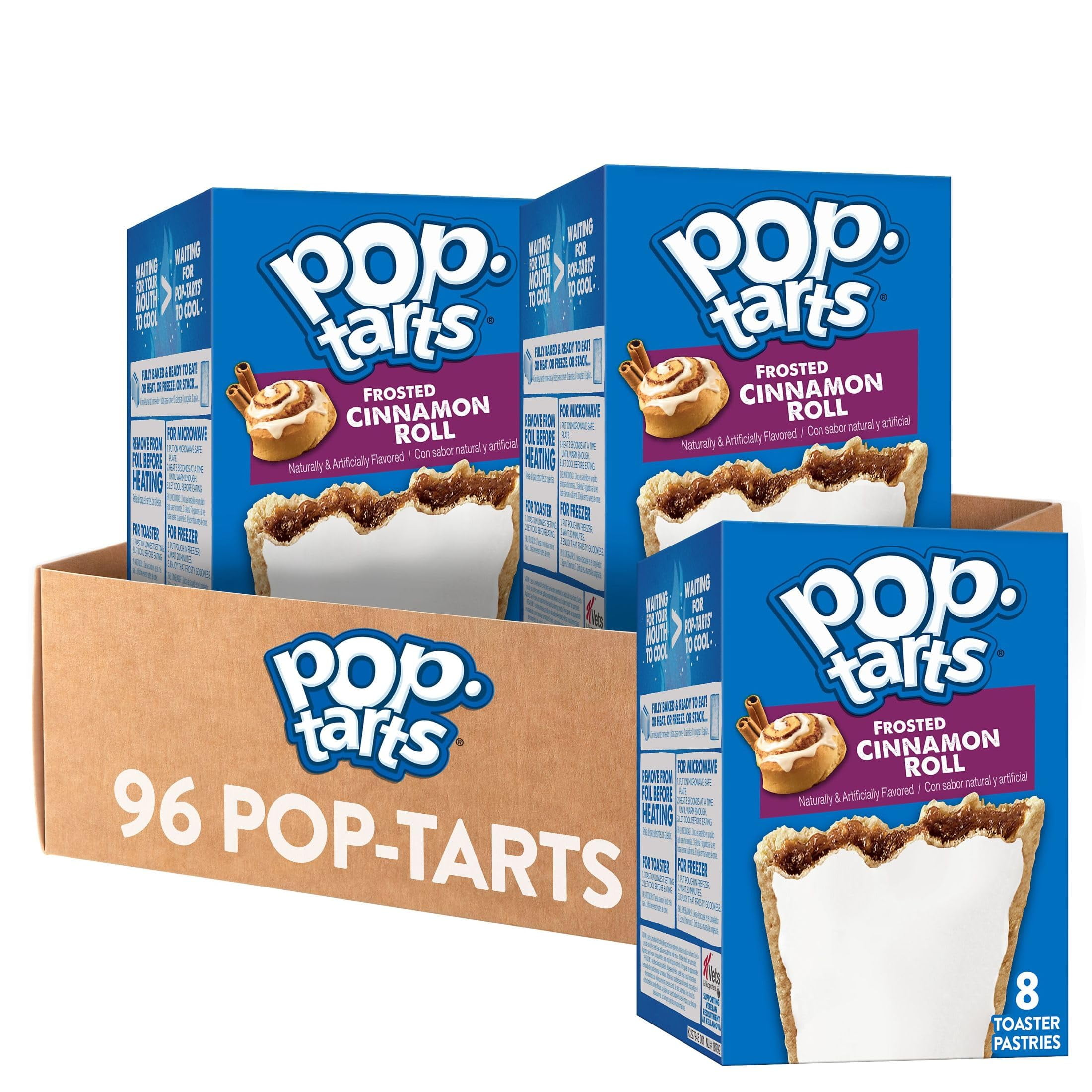 Pop-Tarts Toaster Pastries, Breakfast Foods, Kids Snacks, MDH1Frosted Cinnamon Roll (12 Boxes, 96 Count)
