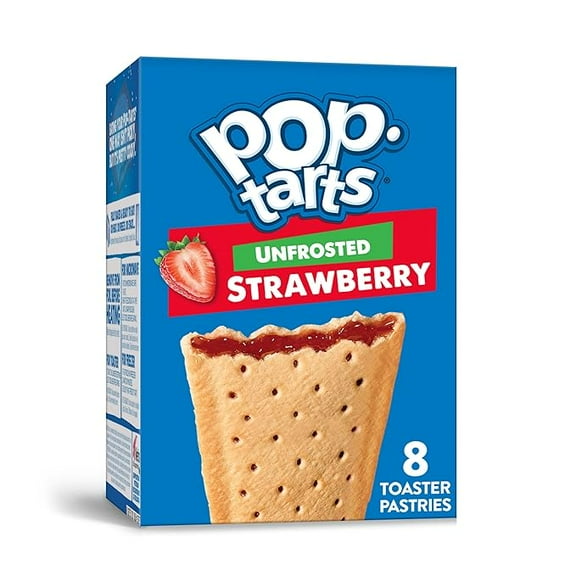 Pop-Tarts Toaster Pastries, Breakfast Foods, Kids Snacks, Unfrosted Strawberry, 13.5oz Box (8 Pop-Tarts)( Pack of 3 )