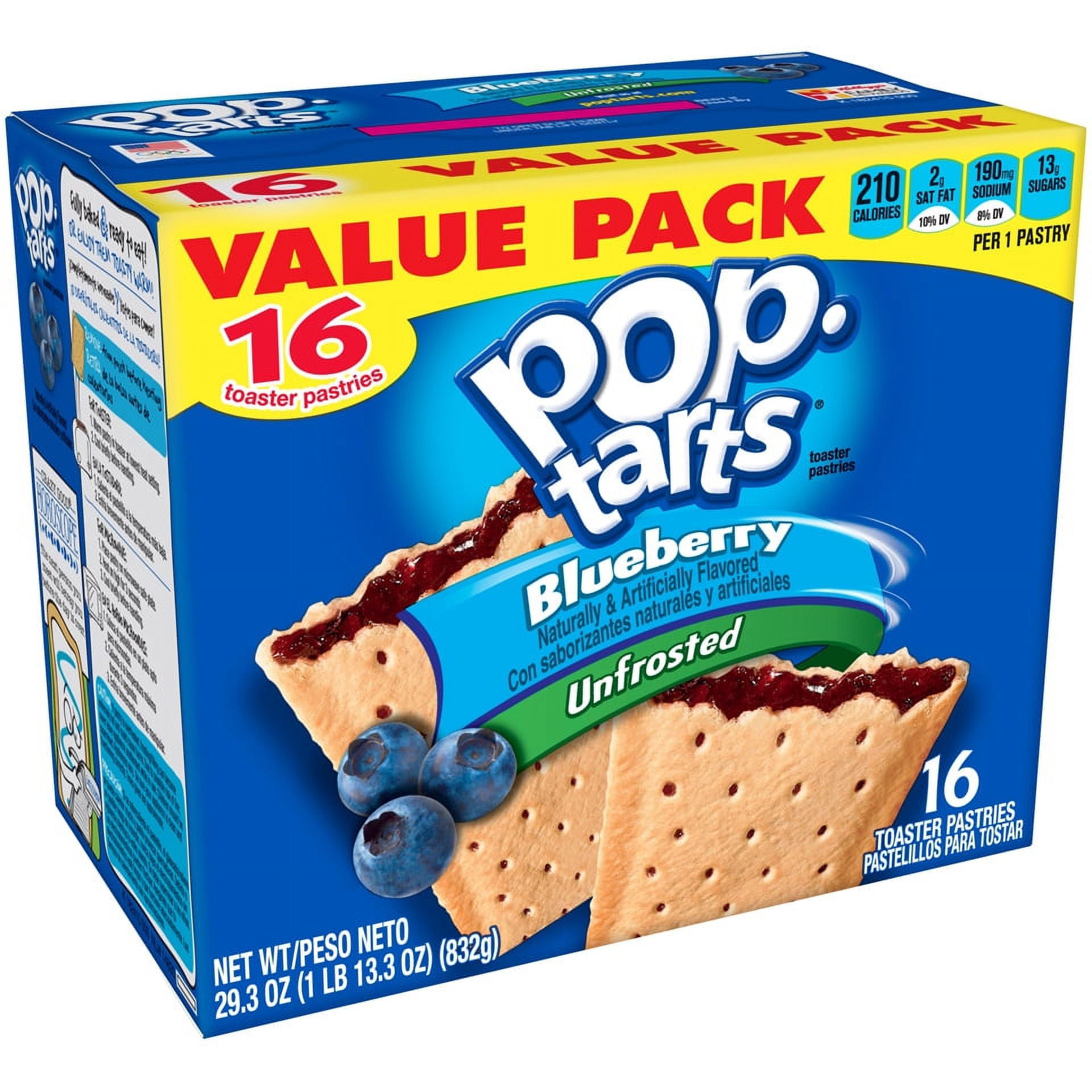 Pop-Tarts Unfrosted Blueberry, 16 Toaster Pastries