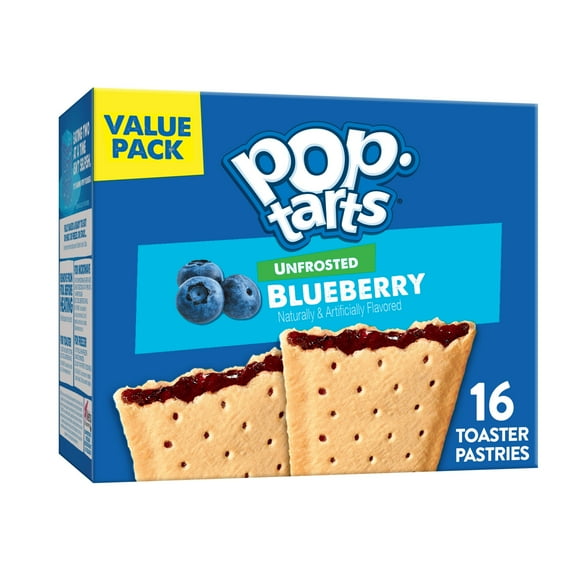 Pop-Tarts Unfrosted Blueberry Toaster Pastries, Breakfast Foods, Shelf-Stable, 27 oz (16 Count)