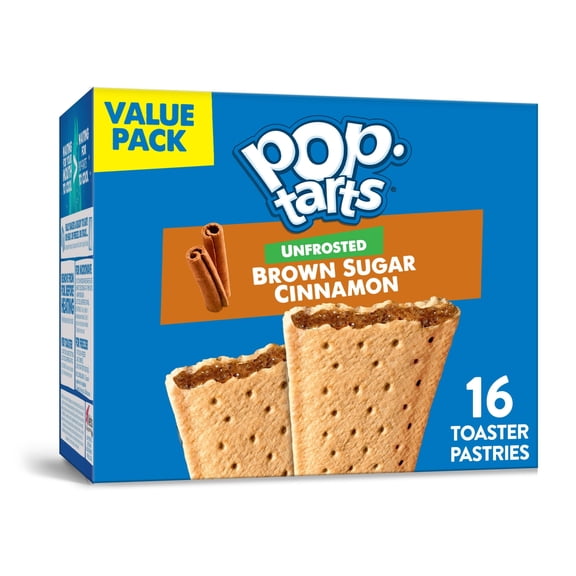 Pop-Tarts Unfrosted Brown Sugar Toaster Pastries, Breakfast Foods, Shelf-Stable, 27 oz (16 Count)