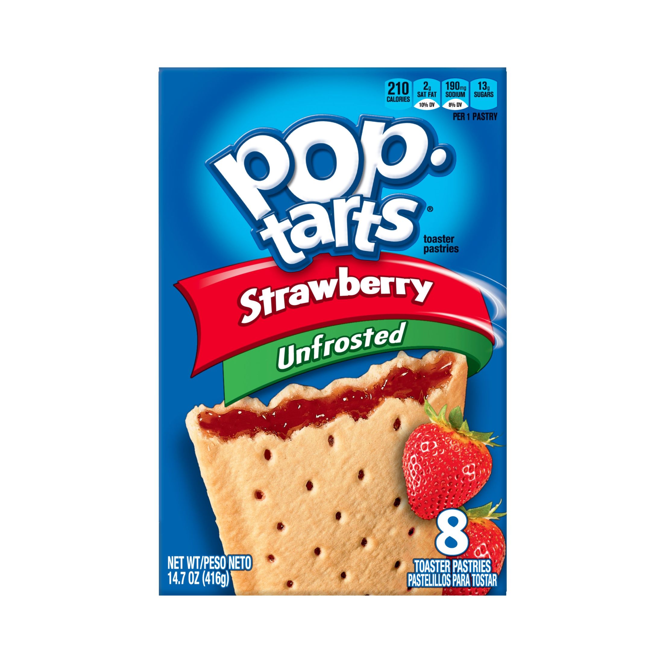 Pop-Tarts Unfrosted Strawberry Breakfast Toaster Pastries, 14.7 oz, 8 Count - image 1 of 9
