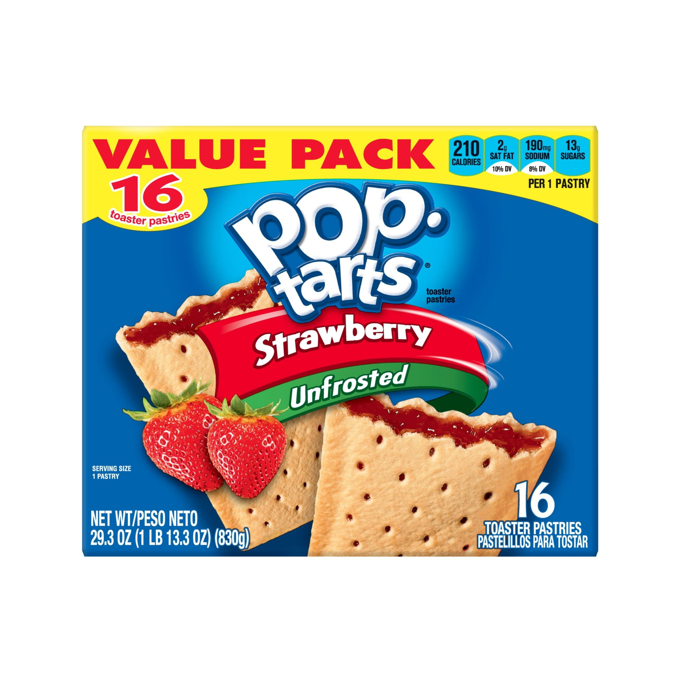 Pop-Tarts Unfrosted Strawberry Breakfast Toaster Pastries, oz, 16 Count - Walmart.com