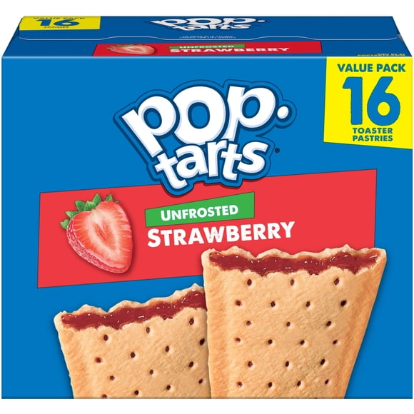 Pop-Tarts Unfrosted Strawberry Toaster Pastries, Breakfast Foods, Shelf-Stable, 27 oz (16 Count)