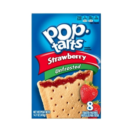 Pop-Tarts Unfrosted Strawberry Toaster Pastries, Shelf-Stable, Ready-to-Eat, Instant, 8 Count Box