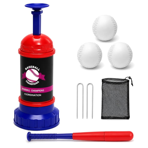 Baseball Training Tee Ball Popper - Pop up Hitting Tee for Solo Practice, Portable Batting Trainer with Mechanical Timer