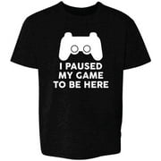 Pop Threads I Paused My Game to Be Here PS Controller Gamer Youth Kids Girl Boy T-Shirt