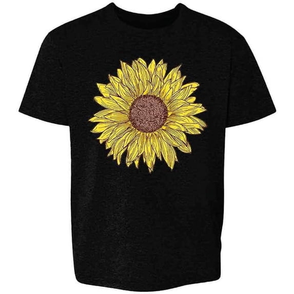Pop Threads Sunflower Cute Retro Vintage Style Hippie Boho Youth Kids Girl Boy T-Shirt
