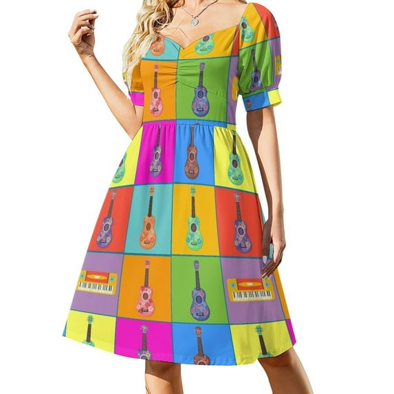 Pop Ukulele Art Sleeveless Dress dress dresses elegant dress