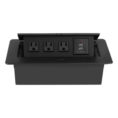 Pop Up 001, 15A 110V 3 Outlet USB Charging Black Electrical Outlet