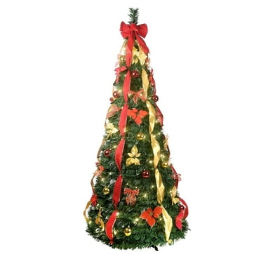 6FT Pop-up Christmas Tree Pre Decorated, Bringstar Pull Up Xmas Tree Pre Lit 150 Led Lights