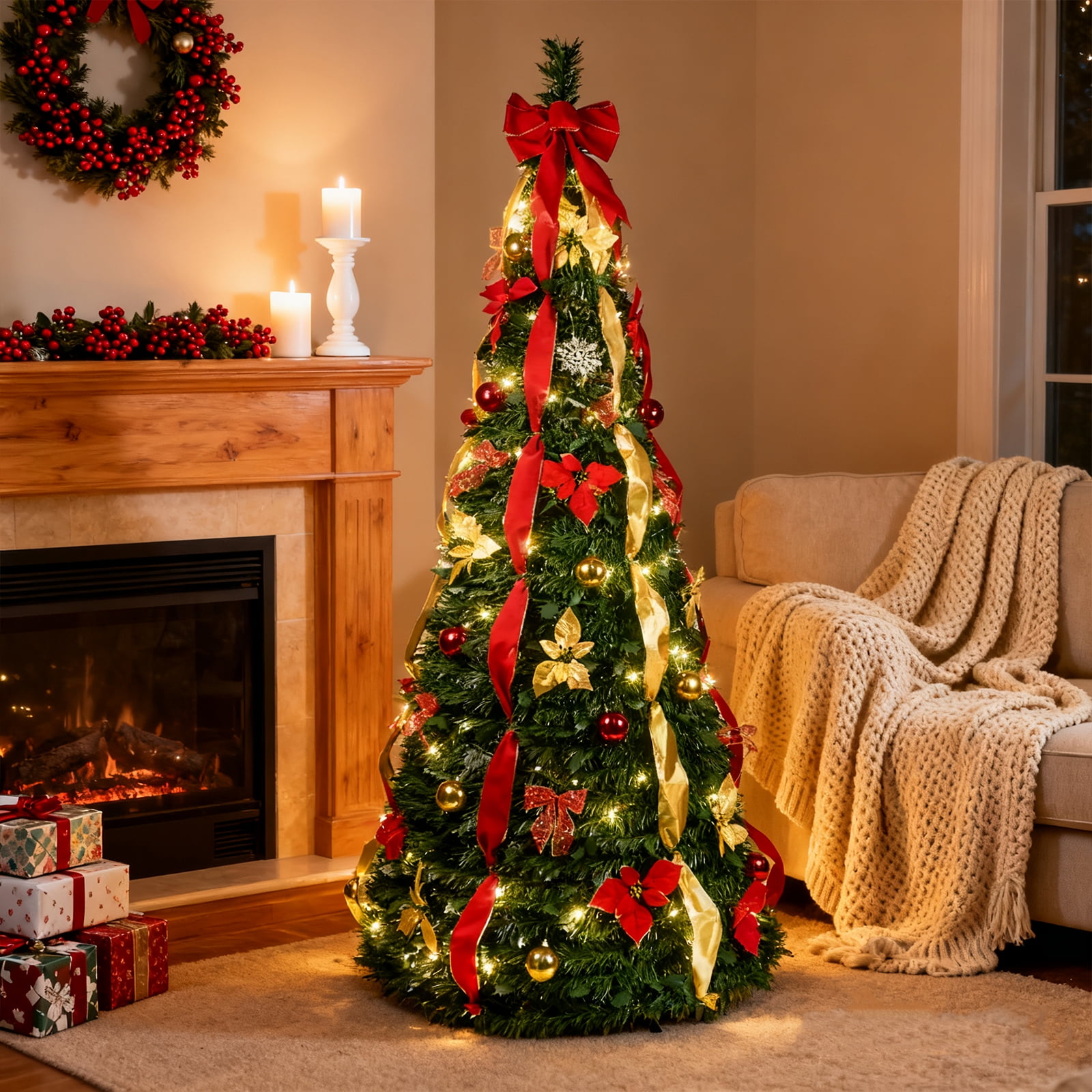 POP UP  TREE 180cm 　　Xmasツリー Amazon.com: FHOZGECY Pop Up Christmas Tree, 5FT Collapsible