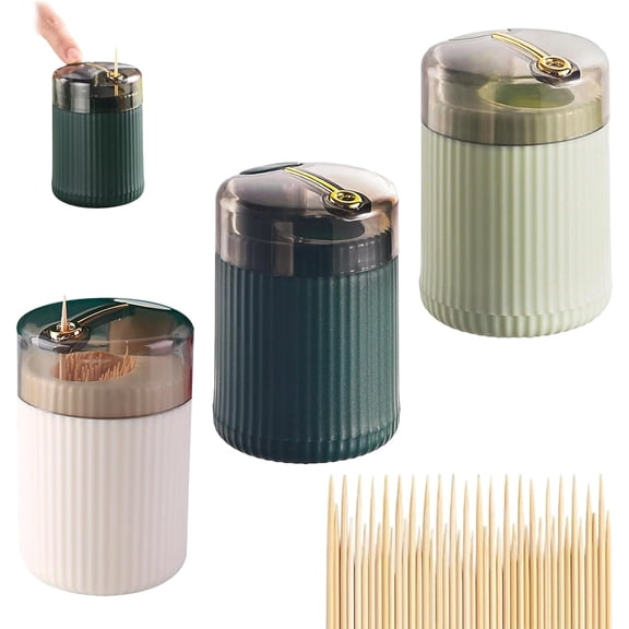 Pop-Up Automatic Toothpick Dispenser with Toothpicks, Lid Can Be Removed for Cleaning, Quiet and Elegant for Offices, Homes, Restaurants, Bars, Kitchen