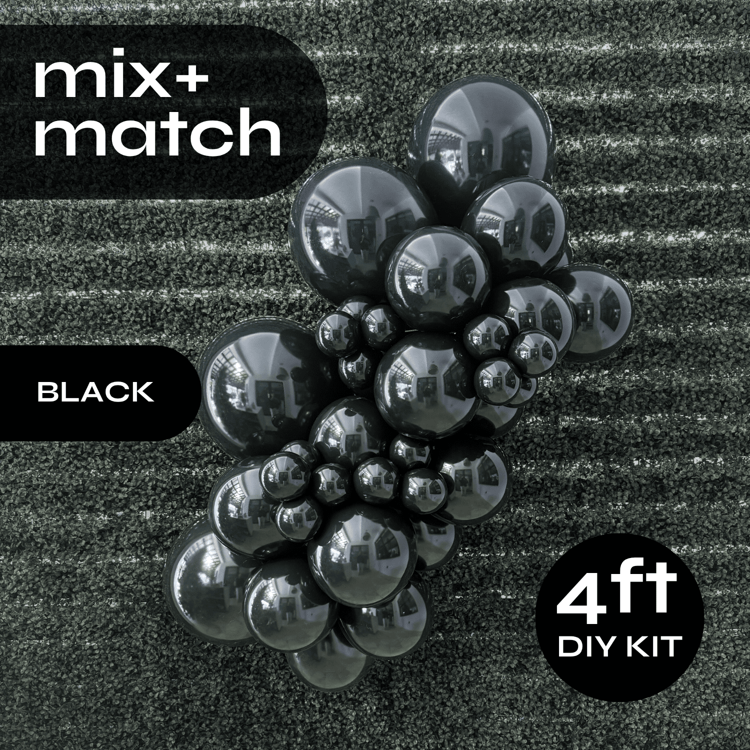 Pop Up Balloon Garland Kit, Mix & Match Black 4ft Professional Grade Latex Balloon Arch
