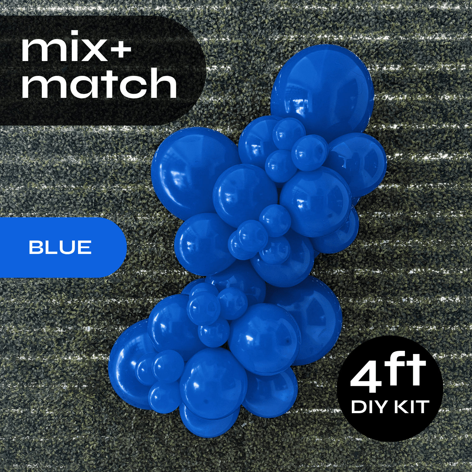 Pop Up Balloon Garland Kit, Mix & Match Blue 4ft Professional Grade Latex Balloon Arch
