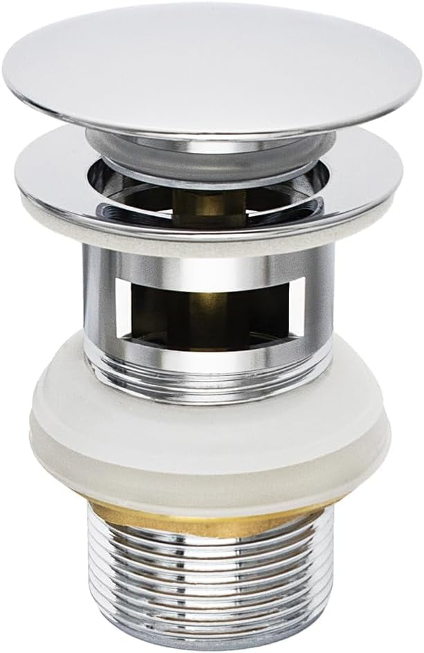 Pop Up Basin Plug with Overflow Slotted Solid Brass Click Clack Sink