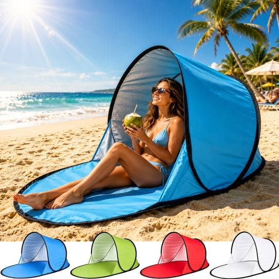 Pop Up Beach Tent, Blue One Person Sun Shade Shelter, Foldable Portable Beach Shade Tent for Camping Picnic Park Outdoor Travel