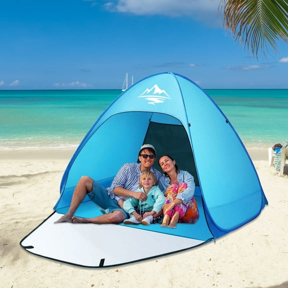 Pop Up Beach Tent UPF 50 Sun Shelter 2-3 Person Automatic Waterproof Fishing Picnic Crenova Camping Tent W/ Carry Bag Blue