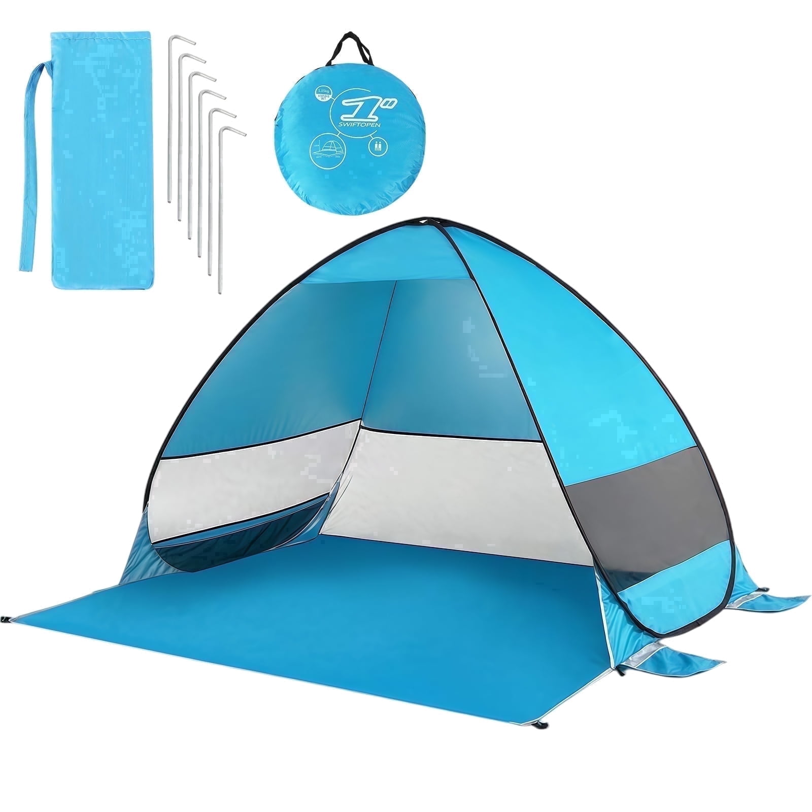 Beach Tent,Beach Pop up Tent for 3-4 Person with UPF 50+ UV Protection, Easy Setup Waterproof Beach Shade Canopy Cabana for Family Outdoor and Picnics, Fishing with Carrying Bag ,Carry Bag