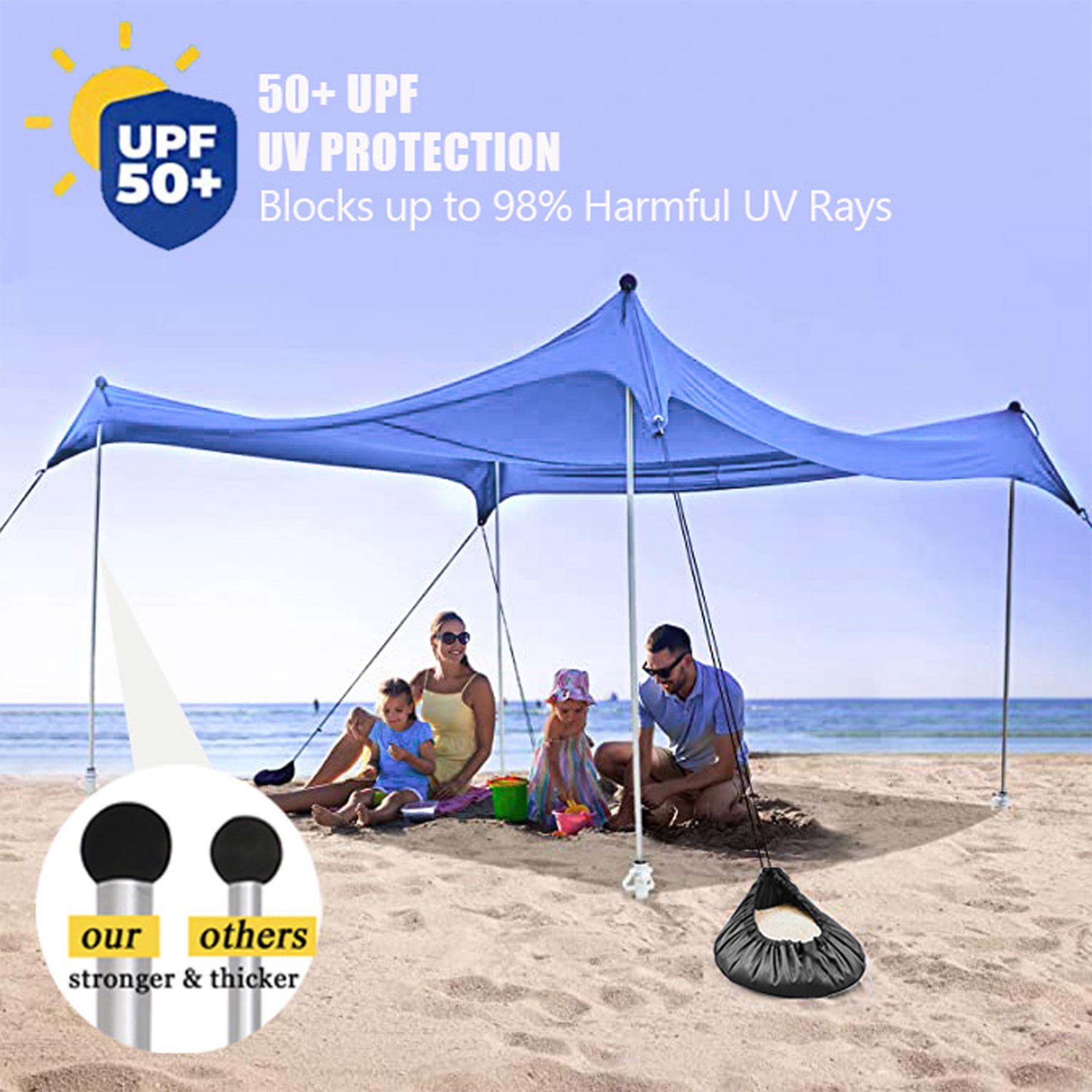 Beach Canopy Tent Sun Shelter, VECUKTY 10x10 Ft Camping Sun Shade for Beach  with UPF 50+ Protection,Turquoise 