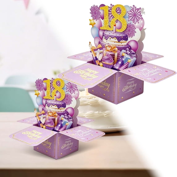 Pop Up Birthday Card Gold Glitter Boxed Greeting Card Multi Age Keepsake Card For Birthday Celebrations