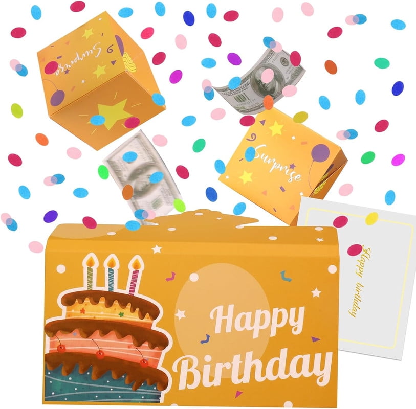 Pop Up Birthday Card With Confetti Happy Birthday Surprise T Box Explosion For Money Cash
